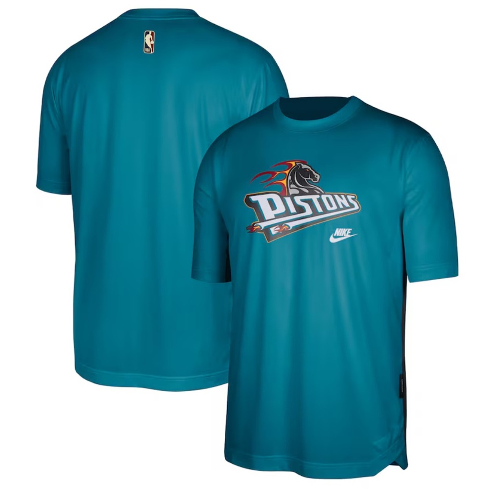 Detroit Pistons Nike Teal Hardwood Classics Pregame Warmup T-Shirt Mens XL